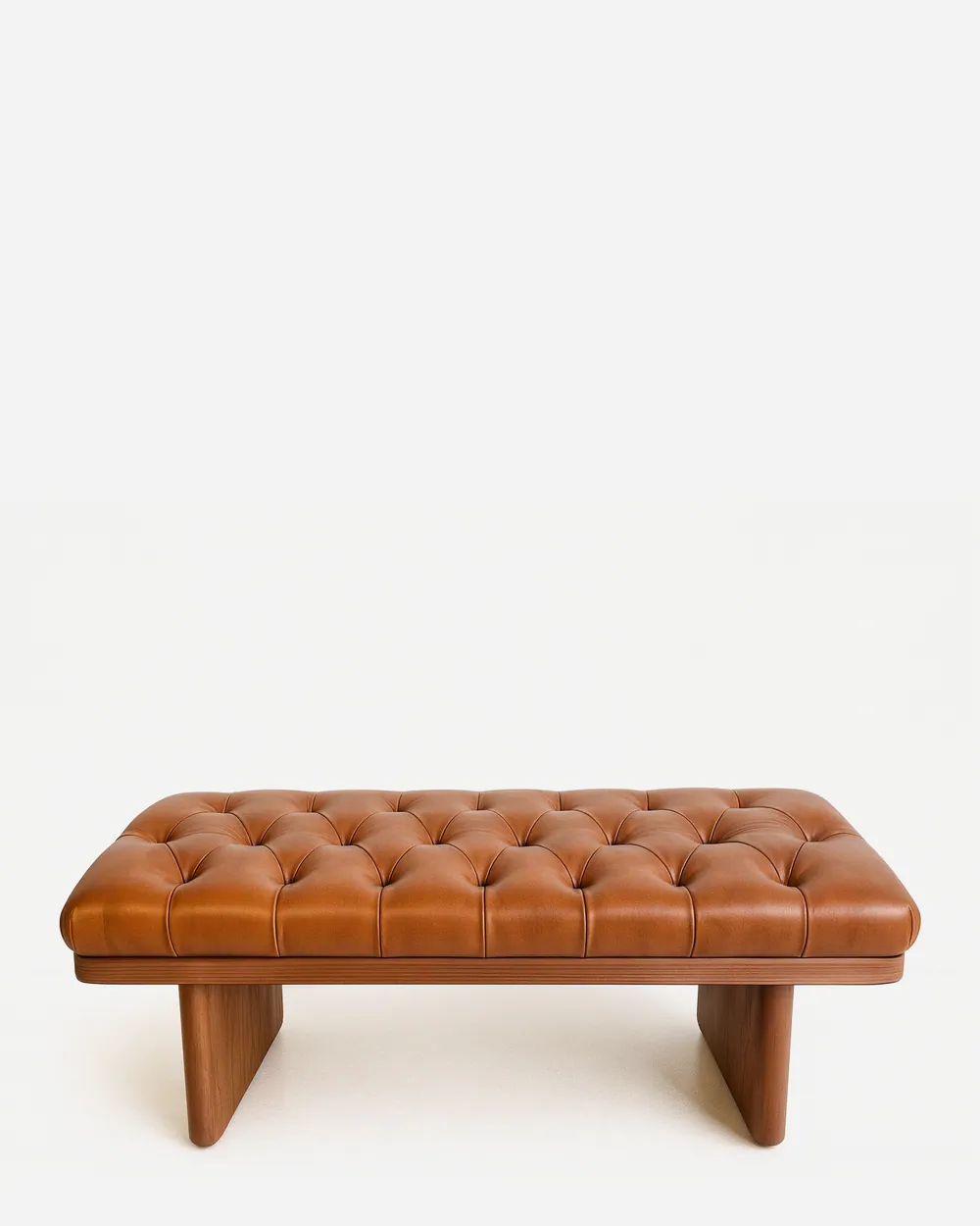 Urbino bench — a compact upholstered bench with a tufted seat and solid wooden base