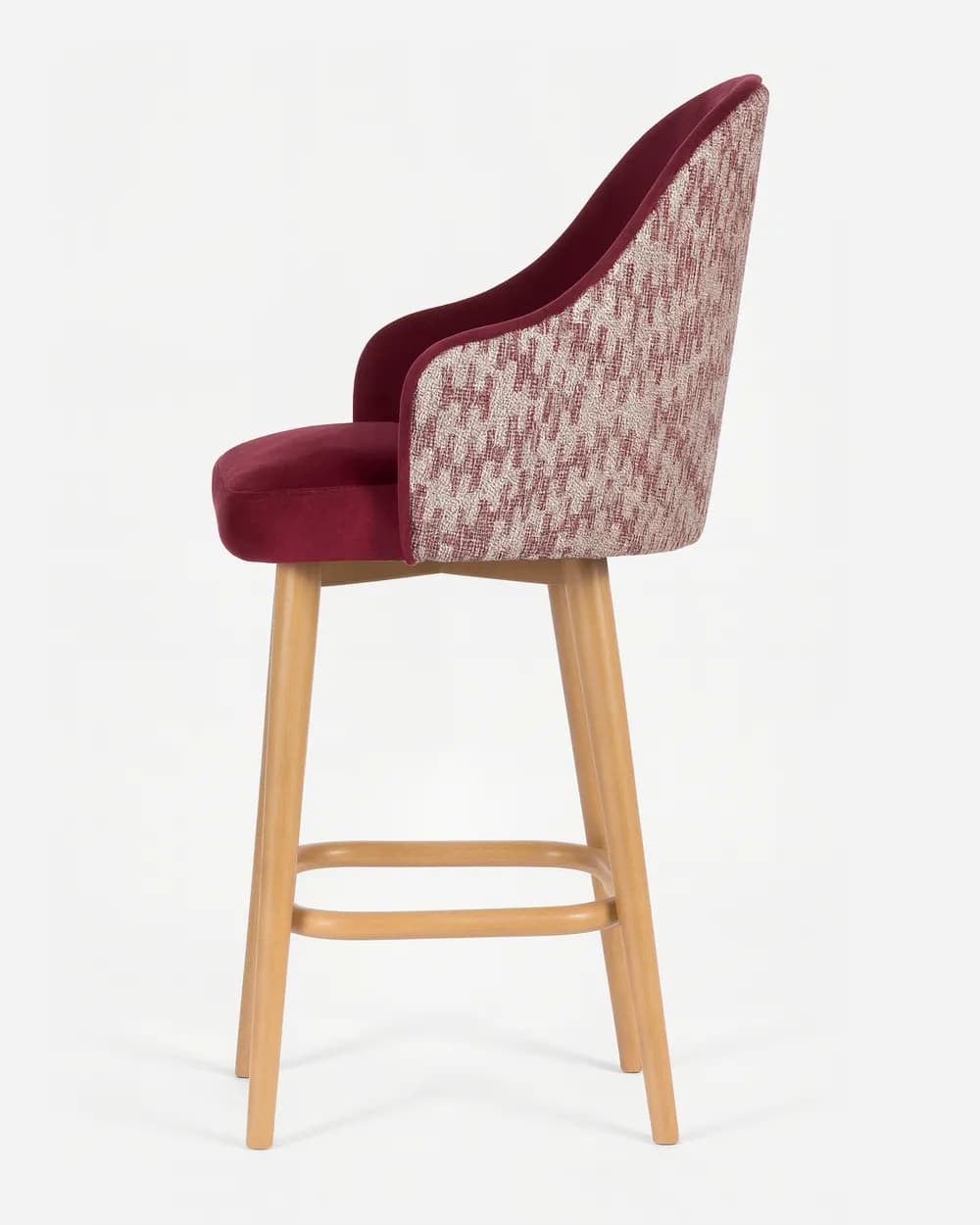 Berlin Barstool barstool — a velvet seat brings softness while a textured-fabric back adds depth and character