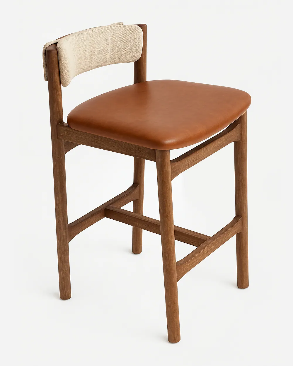 Cartagena Barstool barstool — solid Meranti wood frame with a leather-upholstered seat