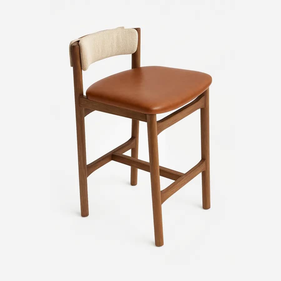 Cartagena Barstool barstool — solid Meranti wood frame with a leather-upholstered seat