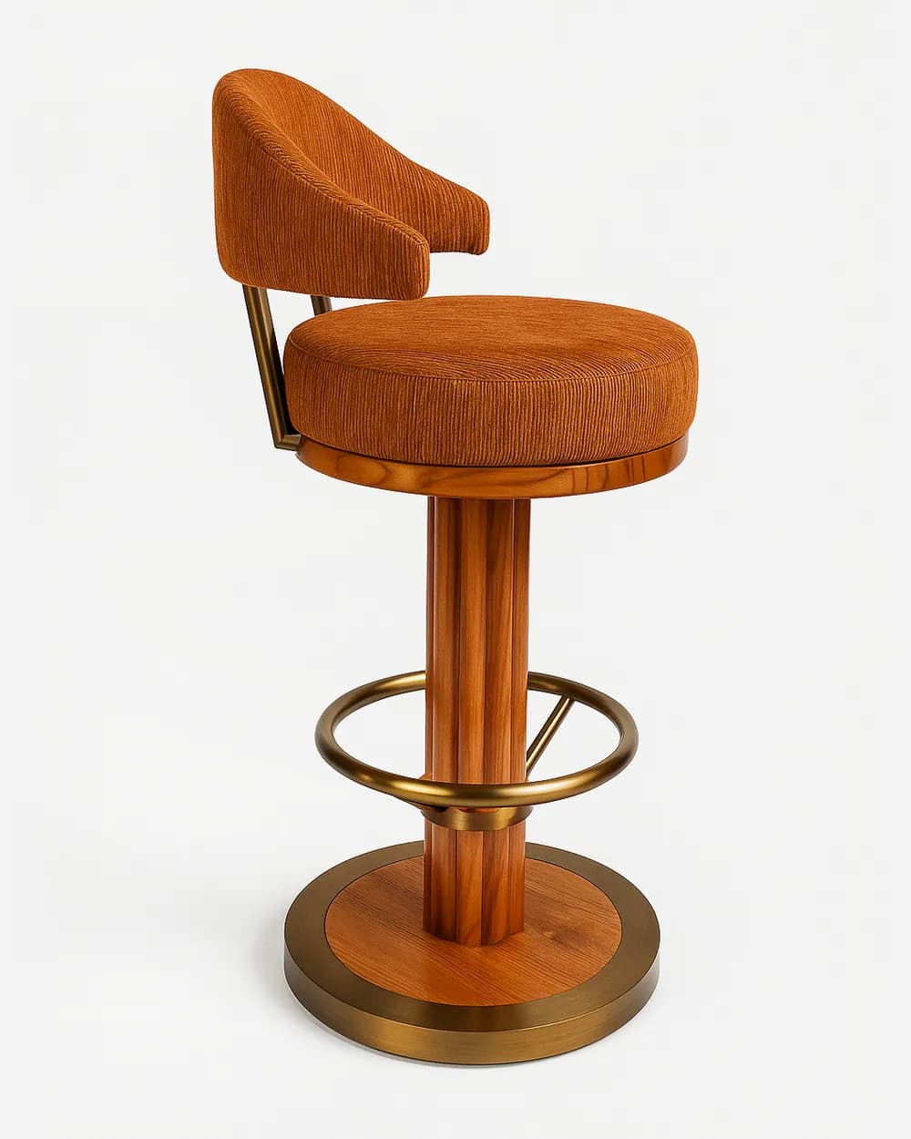 Havana Barstool barstool — the column is crafted from South American teak wood in a stained finish