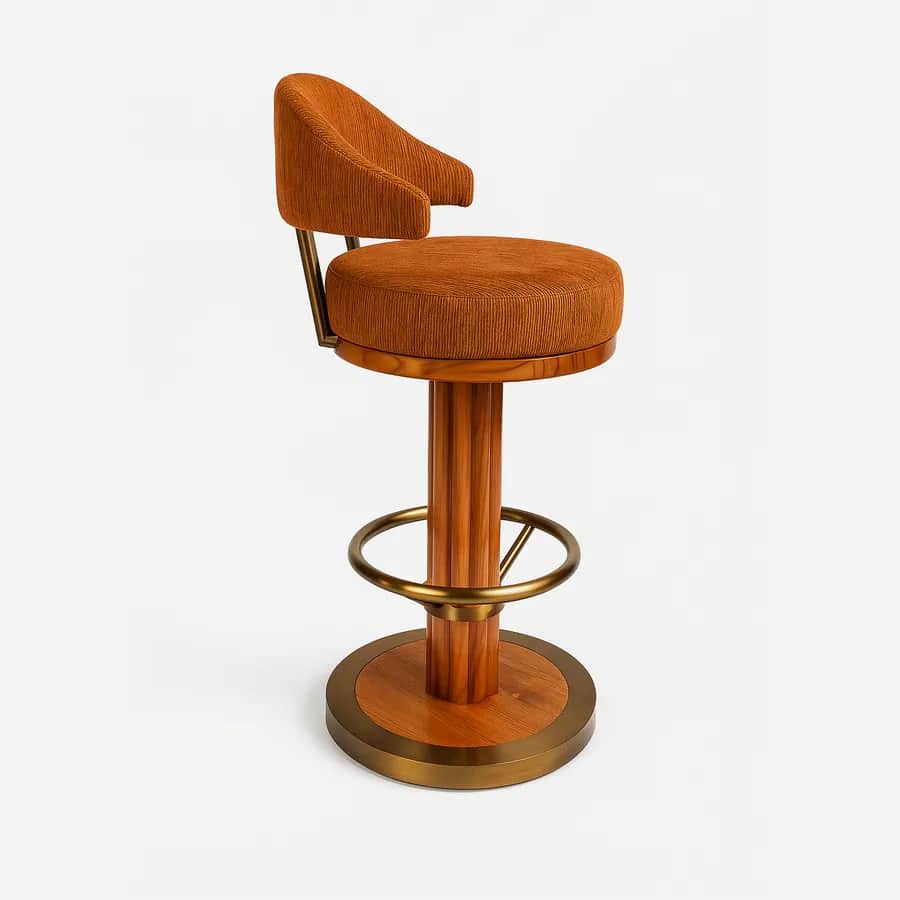 Havana Barstool barstool — the column is crafted from South American teak wood in a stained finish
