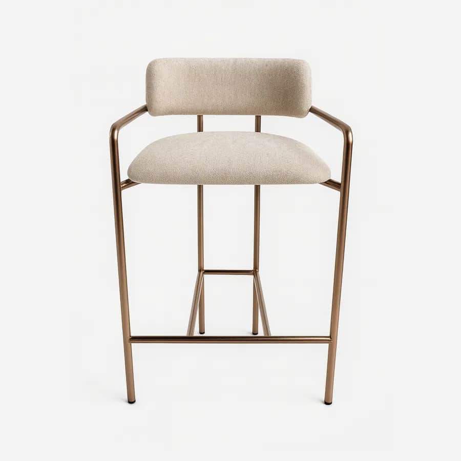 Lisbon Barstool barstool — the frame is stainless steel with an electroplated finish, and the seat and back are upholstered