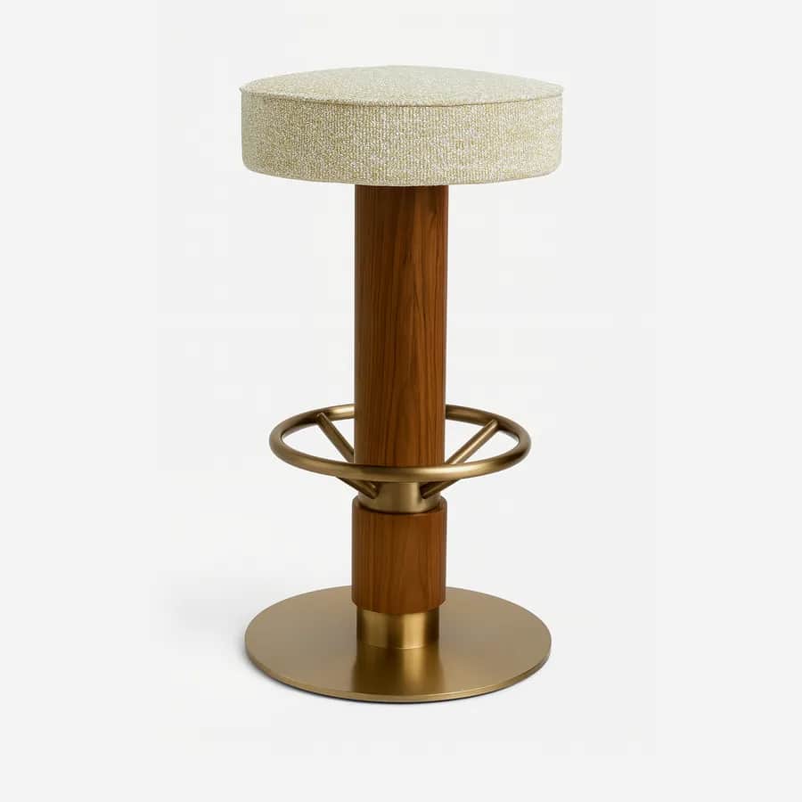 Oslo Barstool barstool — the column frame is crafted from solid teak wood with an oiled finish