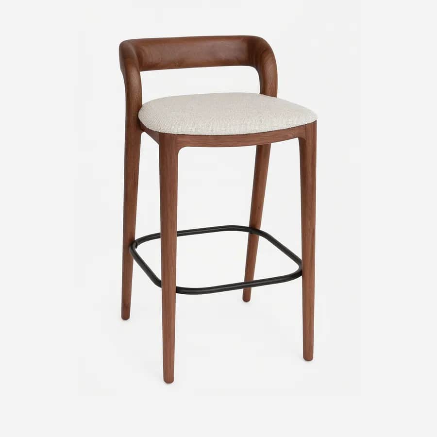 Santorini Barstool barstool — the frame is crafted from solid walnut wood in a stained finish
