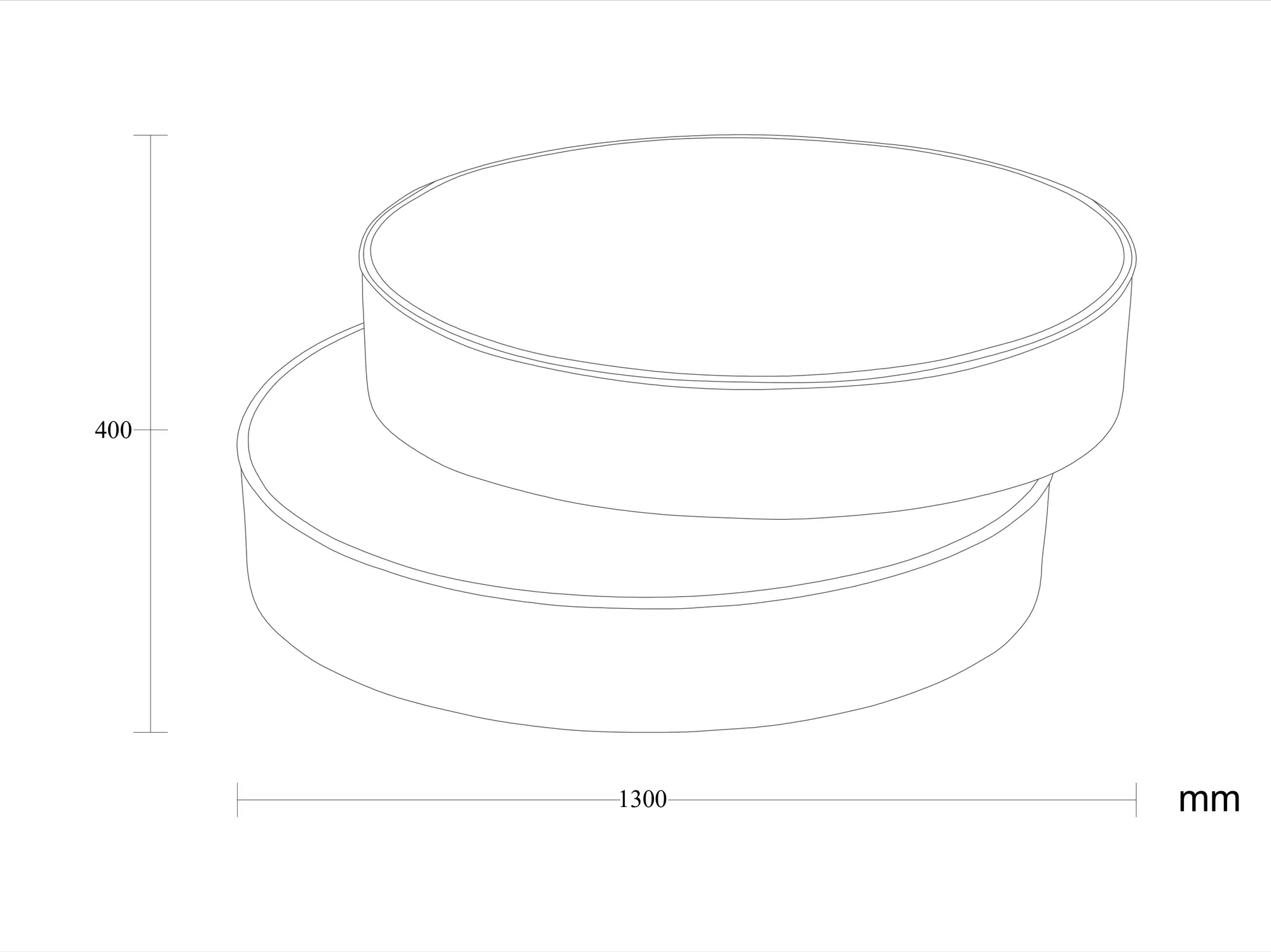 Dimensioned drawing of the Alto coffee table