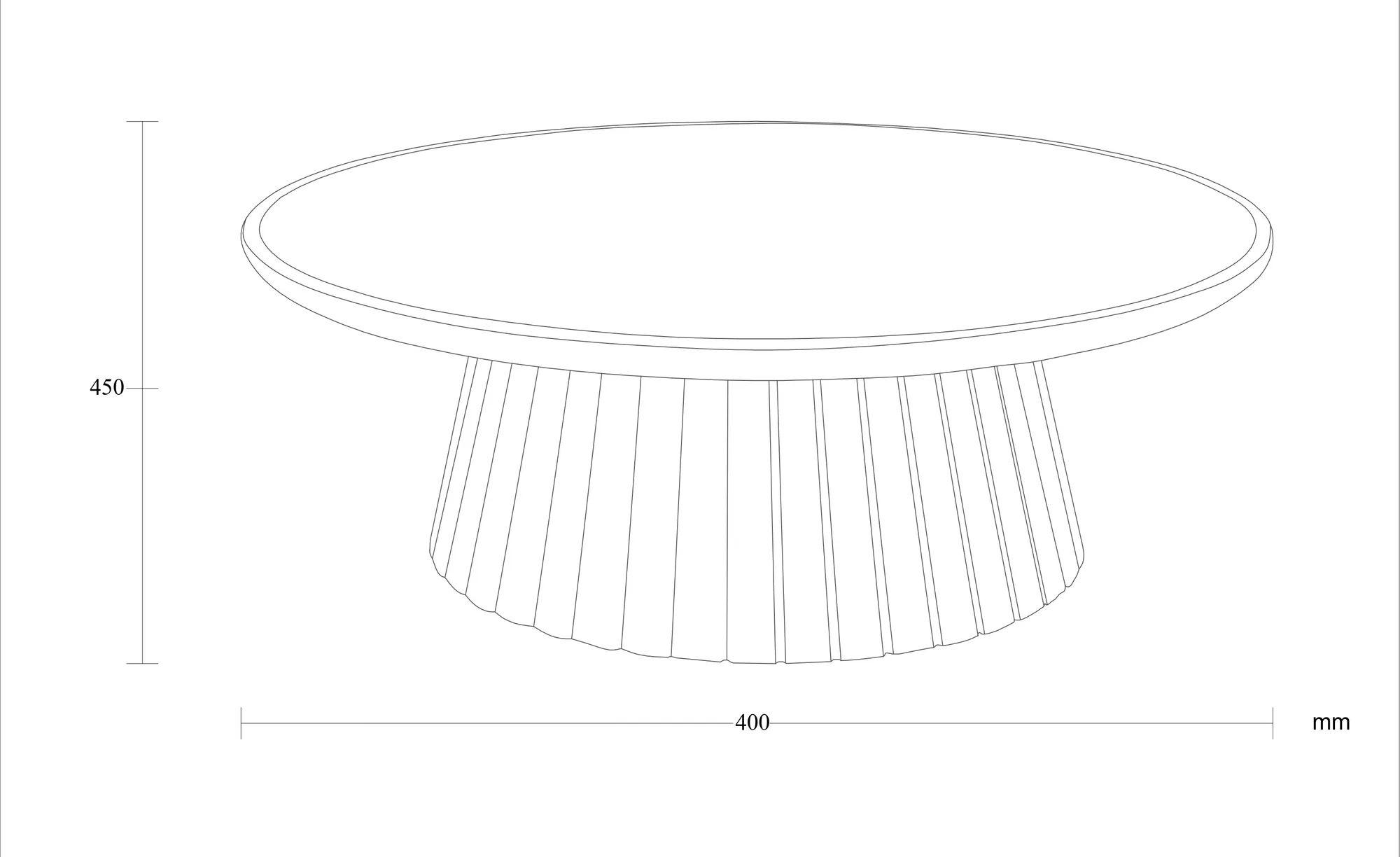 Dimensioned drawing of the Luma coffee table