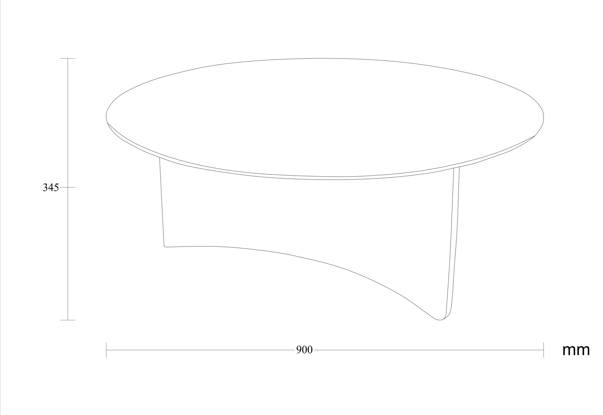 Dimensioned drawing of the Lyon coffee table