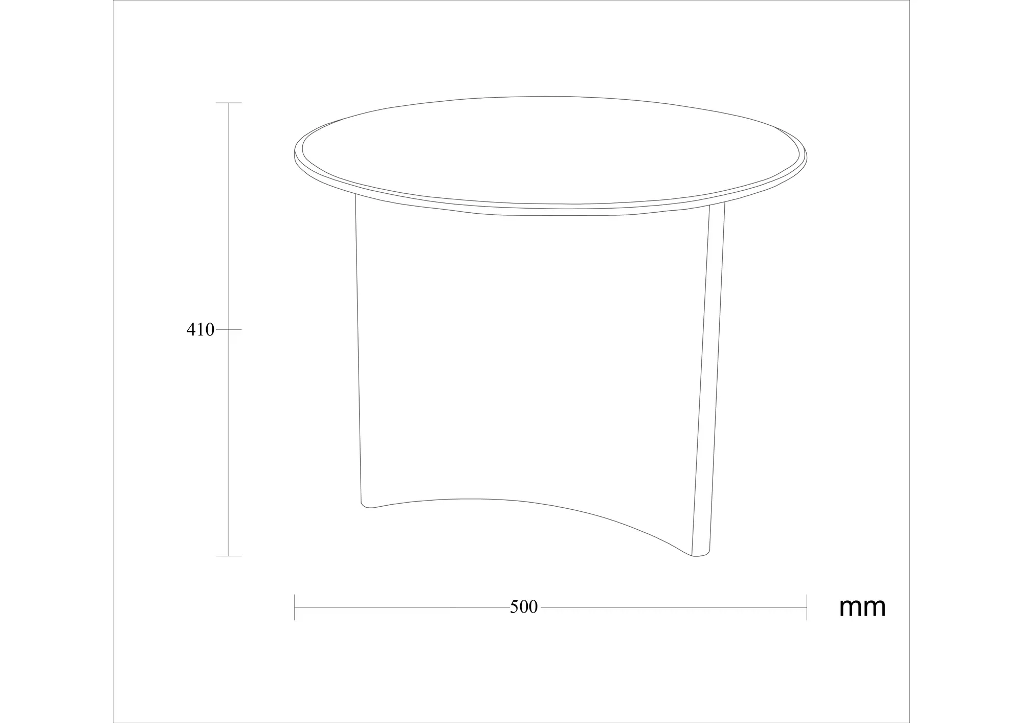 Dimensioned drawing of the Modica coffee table