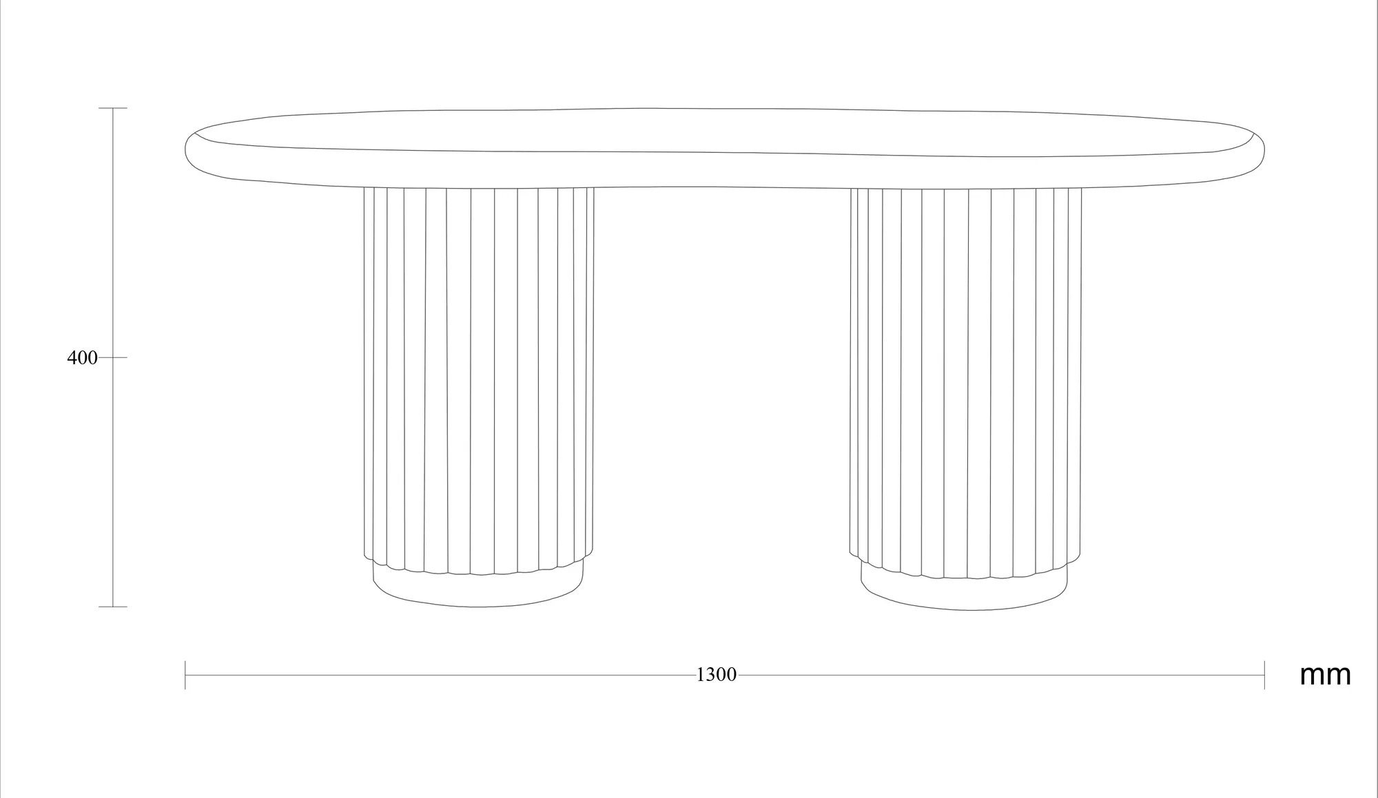 Dimensioned drawing of the Sivas coffee table