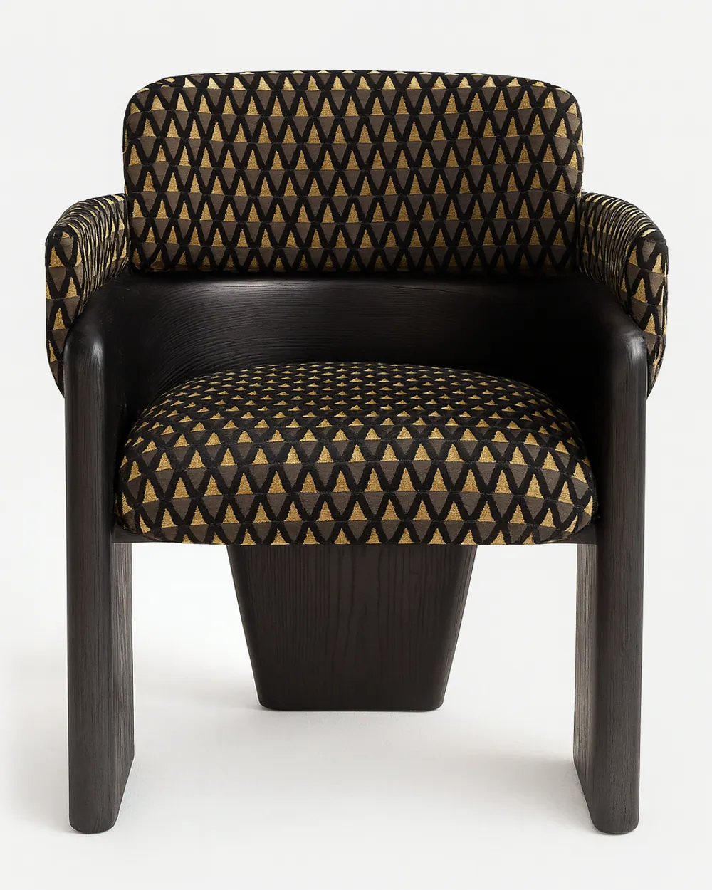 Bogota Dining Chair dining chair — the frame is crafted from solid red oak wood in an open-grain, charcoal-stained, no-gloss finish