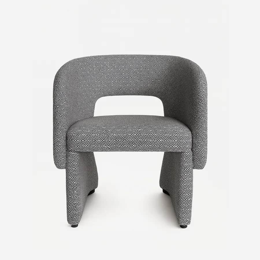 Sevilla Dining Chair dining chair — the dining armchair is fully upholstered in patterned fabric and finished with a skirting detail in stained solid Sou…