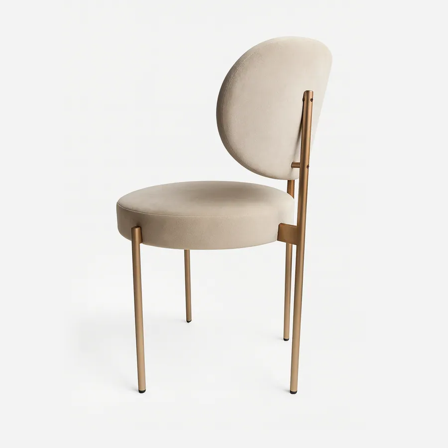 Tallinn Dining Chair dining chair — the frame is crafted from stainless steel with a brass electroplated finish