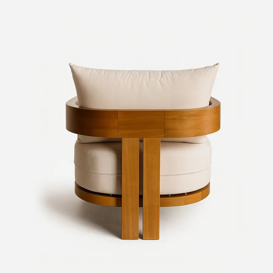 Zana lounge chair — outdoor-ready lounge chair featuring a solid iroko wood frame with an oiled finish, a removable seat cushion, and one…