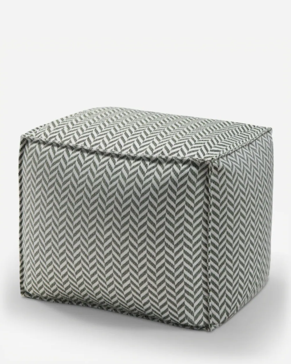 Olli Pouf pouf — patterned upholstered cube pouf with soft edges