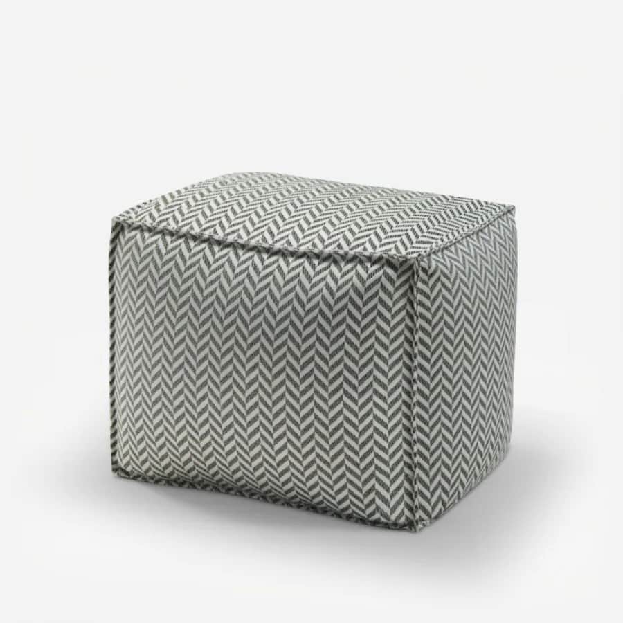 Olli Pouf pouf — patterned upholstered cube pouf with soft edges