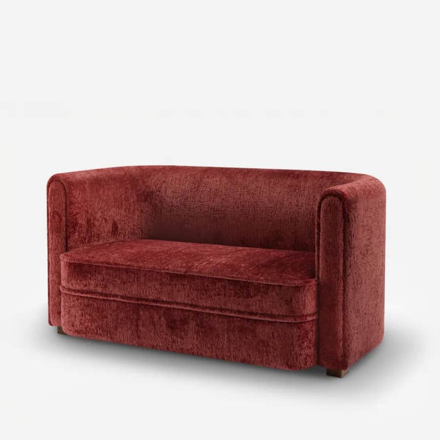 Elara Sofa sofa — custom sofa fully upholstered in rich velvet fabric, offering a soft, luxurious feel and seamless rounded form