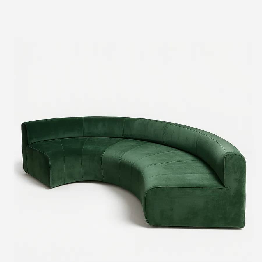 Marlo Sofa sofa — curved sofa fully upholstered in rich velvet fabric, offering a seamless sculpted form