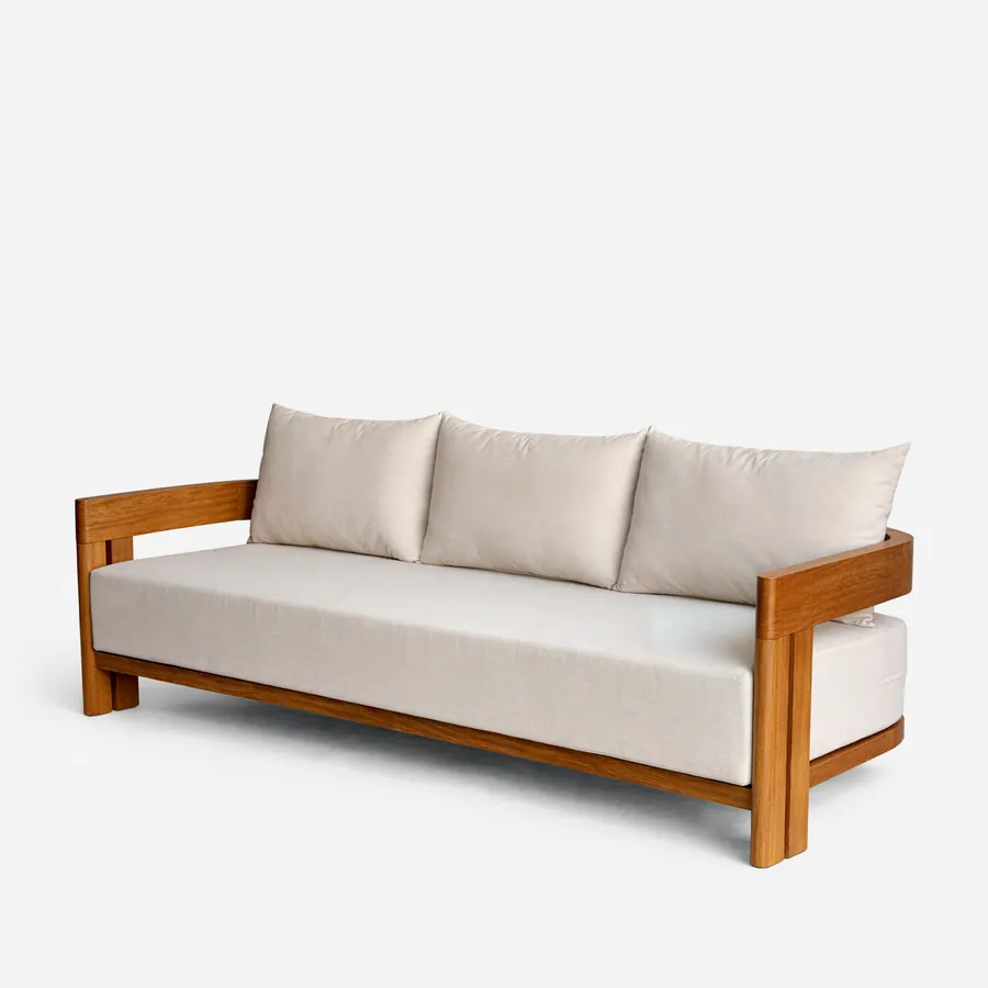 Milan sofa — outdoor bench with a solid Iroko wood frame, finished in natural oil