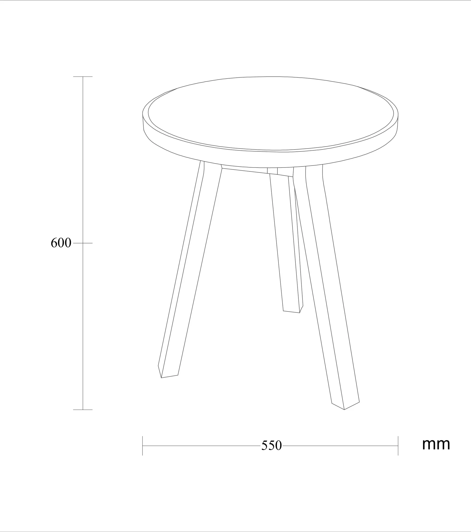 Dimensioned drawing of the Alba side table