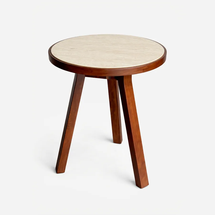 Alba side table — crafted from solid iroko wood with an oiled finish, this outdoor dining table features a sculptural slatted pedestal…