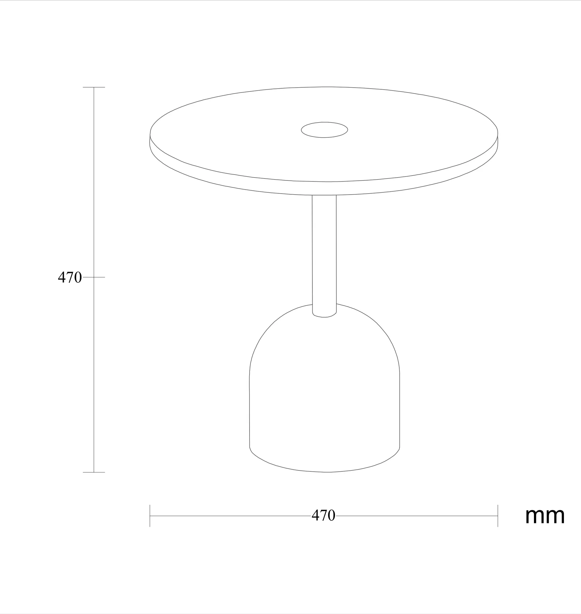 Dimensioned drawing of the Kota side table