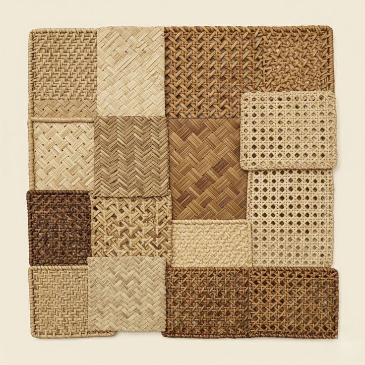 Rattan, cane and rope weave samples