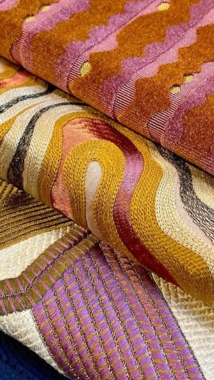 Woven upholstery fabrics in warm tones